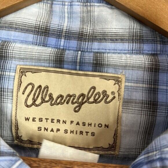 Wrangler Shirt Mens Large Blue Plaid Pearl Snap Western Rodeo Cowboy Country - Picture 6 of 11